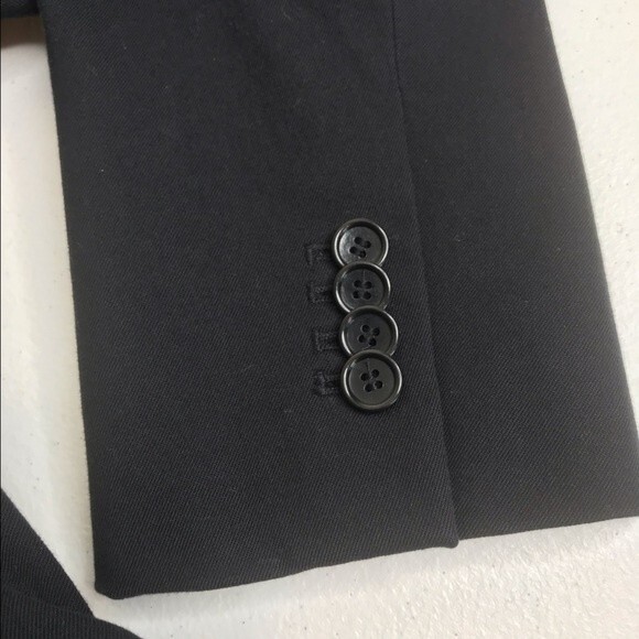 Ann Taylor Black Blazer Jacket Storm Flap Back Pleat Button Vent Women's Size 10 - Picture 7 of 15